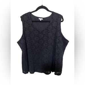Croft & Barrow 3X Lace Sleeveless Top Coquette Romantic WhimsyGoth Office Dainty